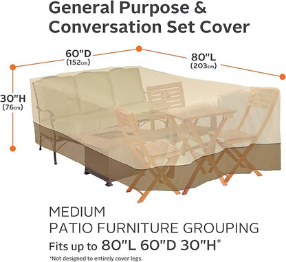 Classic Accessories Veranda Water-Resistant 80 Inch General Purpose Patio Furniture Cover, Outdoor Furniture Cover