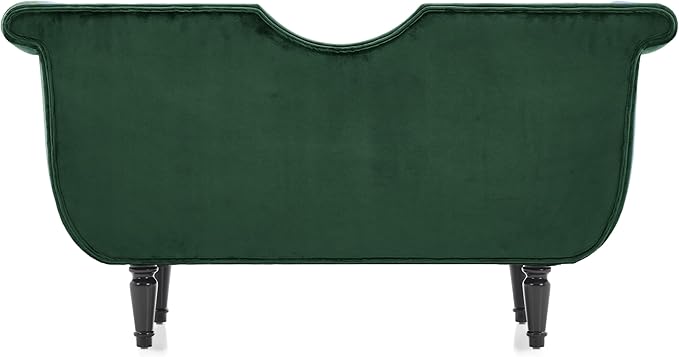 Christopher Knight Home Aurora Velvet Chaise Lounge Indoor with 2 Bolster Pillows, Upholstery Entryway Bench with Nailhead Trim & Curved Arms, End of Bed Bench Ottoman and Wooden Legs, Green