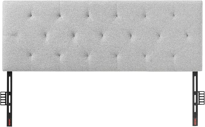 VEVOR Headboard, Full Size Headboard with Adjustable Height, Comfortable Diamond Tufted for Full Size Bed, W 56.3 x H（35.6-47.4） inches, Ideal for Bedroom, Hotel, Homestay, Dormitory, Light Grey