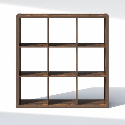 Furinno Cubic Closet Organizers and Storage, 9-Cube Closet Organizer, Open Shelf Closet Storage, Extra Thick Frame for Wardrobe, Bedroom, Living Room, Amber Pine