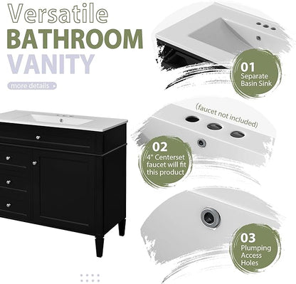 36" Bathroom Vanity with Matching Medicine Cabinet, Modern Sink Storage Cabinet with Drawers, Soft Closing Doors and Shelf, Bathroom Vanities with Sink & Mirror