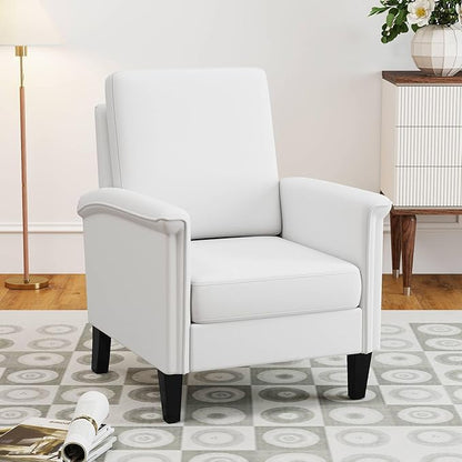 GOFLAME Modern Accent Chairs Set of 2, Comfy Upholstered Armchairs with Rubber Wood Legs and Thick Padded Cushion, High Back Single Sofa Chairs, Reading Side Chairs for Living Room, Bedroom, White