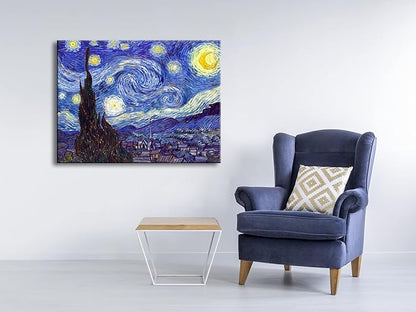 Wieco Art Classic Abstract Giclee Canvas Prints Wall Art for Living Room Home Office Decor Large Starry Night by Van Gogh Famous Artwork Modern Stretched Landscape Pictures