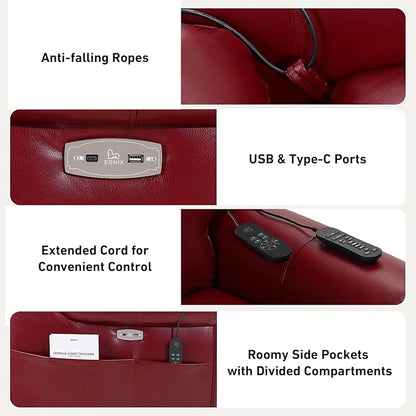 EONIX Four Motor Lay Flat Power Lift Recliner Chair for Elderly, 400lbs Electirc Lift Chair for Living Room, Independent Adjustable Lumbar Support & Headrest, Extended Footrest, Burgundy