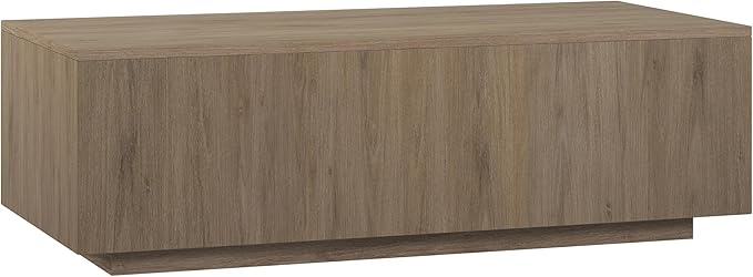 Henn&Hart 48" Rectangular Low-Profile Wood Coffee Table for Living Room, Family Room, or Office, Antiqued Gray Oak