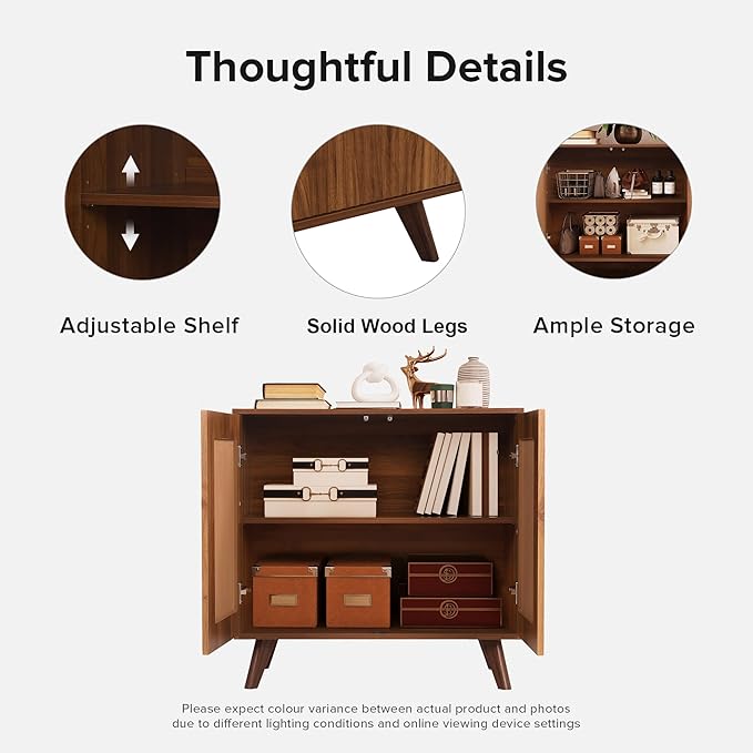 Modern Sideboard Buffet Cabinet Console Table, Accent Storage Cabinet Credenza Buffer Cabinets with Fluted Doors for Kitchen Dining Living Room Entryway(Walnut)