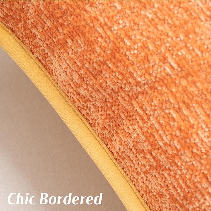 FUTEI Orange Chenille Throw Pillow Covers 24x24 Inch Set of 2,Soft Cozy Bound Edge Design European Cushion Cover,Home Decor for Couch Bed Living Room