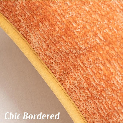 FUTEI Orange Chenille Throw Pillow Covers 24x24 Inch Set of 2,Soft Cozy Bound Edge Design European Cushion Cover,Home Decor for Couch Bed Living Room