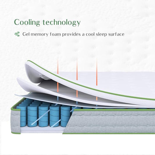 Novilla Queen Size Mattress, 10 Inch Hybrid with Gel Memory Foam & Individually Wrapped Pocket Coils Innerspring, Queen Spring Mattresses for a Cozy & Peaceful Sleep