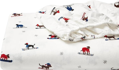 Eddie Bauer - Flannel Sheets Queen Size, Anti-Pilling & Wrinkle Resistant Cotton, Touchably Soft for All-Season Comfort - Bed Sheets with Matching Pillowcases & Fitted Sheet (Ski Patrol White)