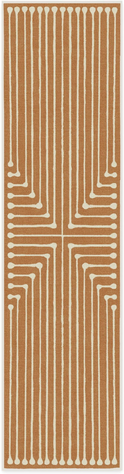 RUGGABLE x Jonathan Adler Machine Washable Modern Runner Rug – Inkdrop Copper 2.5x10, Stain-Resistant, Non-Slip – Washable Rug for Hallway, Entryway, Living Room & Kitchen–with Standard Pad