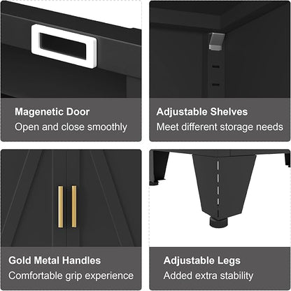 Large Metal Kitchen Pantry Cabinet with Adjustable Shelves - Freestanding Kitchen Storage Cabinet for Dining Room,Livingroom Bathroom, Hallway, Workshop, Office (Black, 71"-1 Drawer)