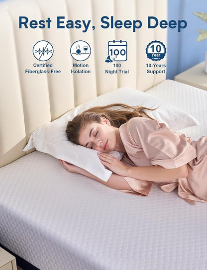 California King Mattress Firm, 12 Inch Cooling Gel Memory Foam Mattress, Back Pain Relief, Cooling Ice Silk Cover, Bed Mattress in Box, CertiPUR-US Certified