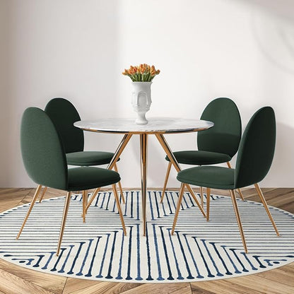 RUGGABLE x Jonathan Adler Machine Washable Modern Area Rug– Inkdrop Slate Blue 8 ft Round, Stain-Resistant, Non-Slip–Large Rugs for Living Room, Bedroom, Hallway, Entryway & Office–with Cushioned Pad