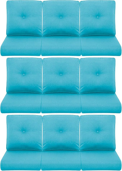 9-Piece Outdoor Patio Cushion Set - Fade & Water Resistant with Removable Olefin Cover, 22x24x4 Inch Memory Foam Cushions for Wicker Sectional Sofa – Teal/Buckle