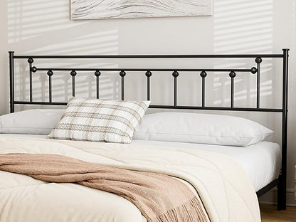 Metal King Size Headboard - Adjustable Height - Victorian Farmhouse Style, Easy Assembly, Attach Frame, Steel King Headboard Only for Bedroom - Black