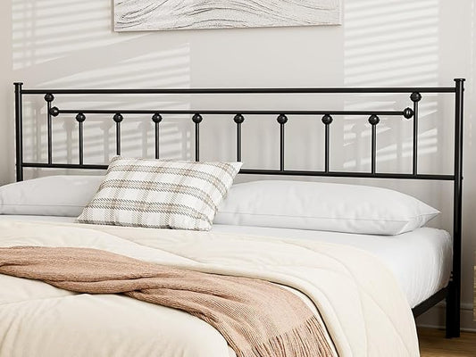 Metal California King Size Headboard - Adjustable Height - Victorian Farmhouse Style, Easy Assembly, Attach Frame, Steel Cal King Headboard Only for Bedroom, Black