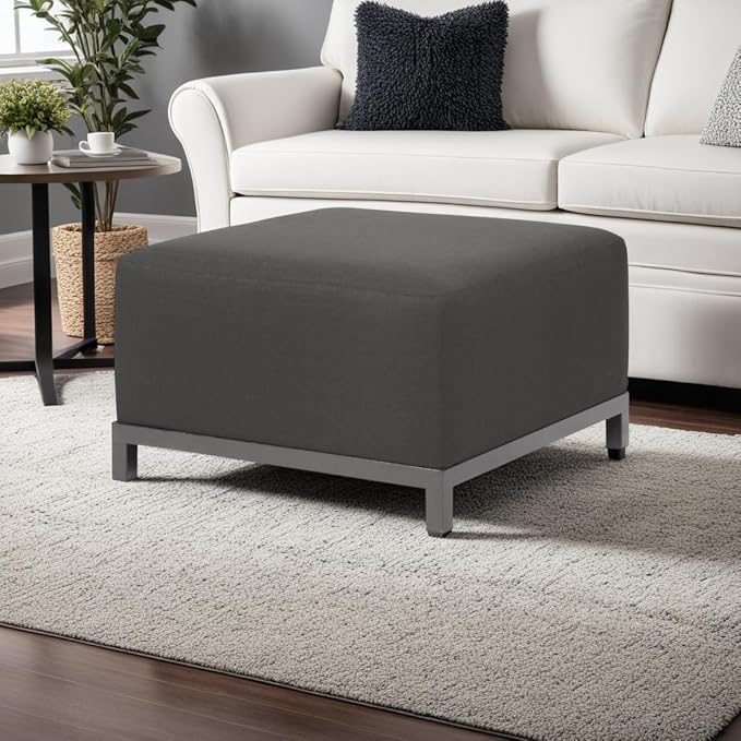 Howard Elliott Axis Chair with Cover for Both Indoor & Outdoor Seating, Cushioned Chair & Seating Titanium Frame Chair for Living Room, Office and Bedroom, 30.5 x 32.5 x 30 Inches, Sterling Charcoal