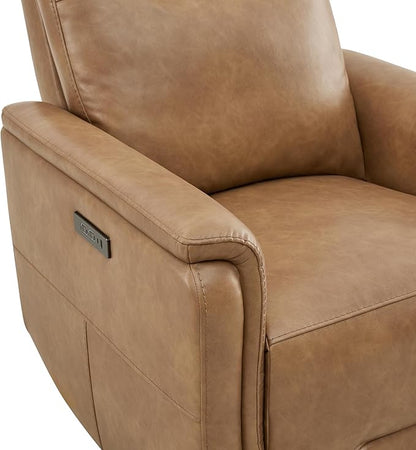 Watson & Whitely Power Recliner Chairs for Adults, Swivel Rocker Recliner W Power Headrest & Type-C Charger for Living Room, Faux Leather, Camel, RC015