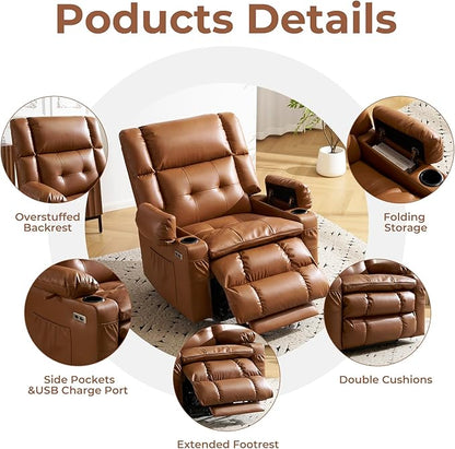 Dual Motor Power Lift Recliner Chair for Elderly with Massage and Heat, Oversized Lift Chair with Arm Storage, Lay Flat Lift Recliner for Adults, Big Tall, Infinite Position, Camel