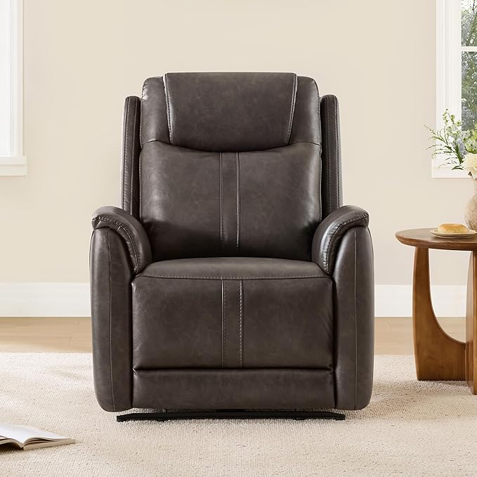CHITA Super Zero Gravity Power Recliner Chair for Adults, Electric Faux Leather Recliner with USB & Type-C Charging Ports for Living Room, Bedroom & Home Theater Relaxation, Chocolate