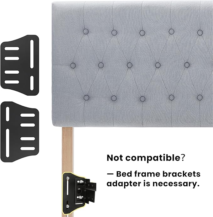 Kingfun Headboards for King Size Bed in Modern Button Design, Premium Linen Fabric Upholstered Tufted Bed Headboard, Adjustable Solid Wood Head Board, Grey