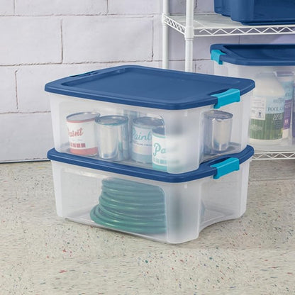 Sterilite 24-Pack Latch and Carry, Clear Plastic Storage Bins with Latching Lids and Full-Grip Handles, 12 Gallon