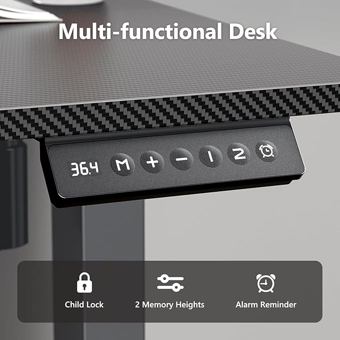 Electric Standing Desk 55 x 24 Inches, Height Adjustable Sit Stand Home Office Computer Desk with Memory Presets,Carbon Fiber Black