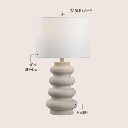 JONATHAN Y JYL5506A Juniper 26" Modern Minimalist Resin Stacked Ovoid LED Lamp for Living Room, Family Room, Dining Room, Bedroom, Hallway, Office, Antique White