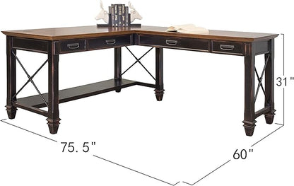 Martin Furniture Hartford Open L-Shaped Desk, Brown