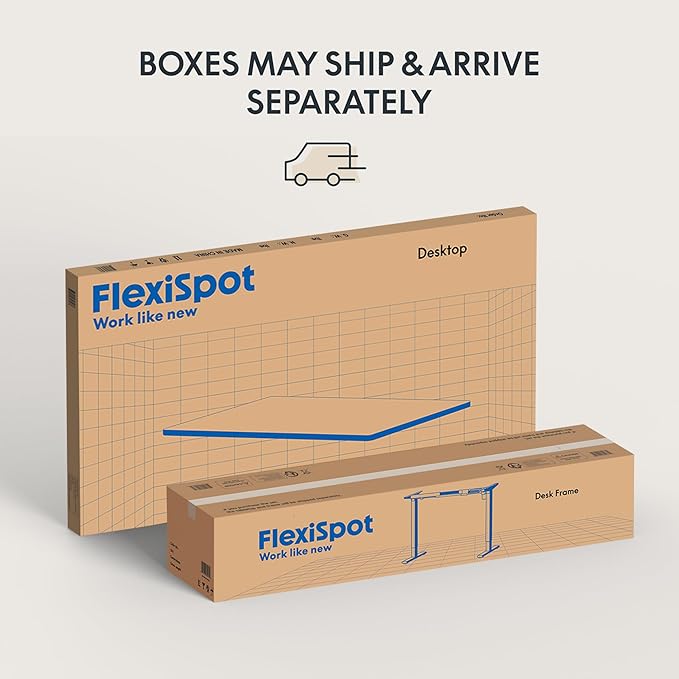 FLEXISPOT EN2 Whole-Piece Standing Desk with Clamp Power Strip, 60 x 24 Electric Stand Up Height Adjustable Desk with Cable Management (Gray Frame + 60" Maple Top, 2 Packages)