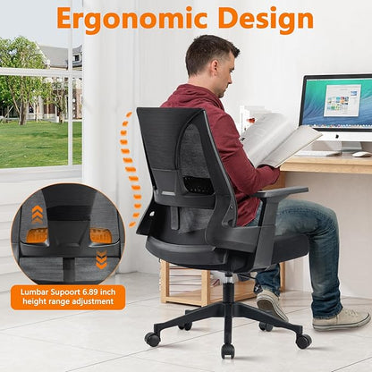 CLATINA 500lbs Big and Tall Office Chair Heavy Duty Mesh Ergonomic Computer Chairs with Adjustable Lumbar Support and Wide Comfy Seat for Home Office Conference Heavy People, Black(2 Pack)