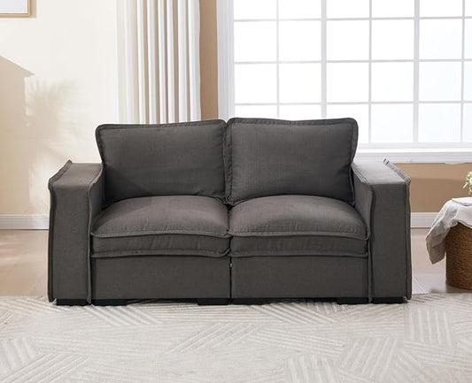 EALSON 67" Loveseat Sofa Modern Love Seat Sofa Comfy Linen Fabric Upholstered Cloud Couches Mid Century Modular 2-Seater Sectional Couch with Throw Pillows for Bedroom/Living Room/Apartment, Grey