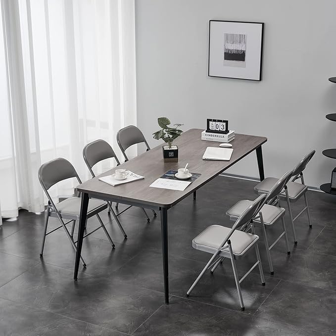 12 Pack Grey Folding Chairs with Padded Seats, Portable Stackable Foldable Chairs for Indoor and Outdoor, Commercial Seat with Metal Frame for Events Office Wedding Party, 330lbs Capacity