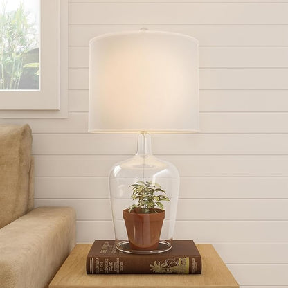Lavish Home Glass Cloche Table Lamps – Set of 2 Modern Farmhouse Accent Lights with LED Bulbs – Home Décor for Bedroom, Living Room, or Office