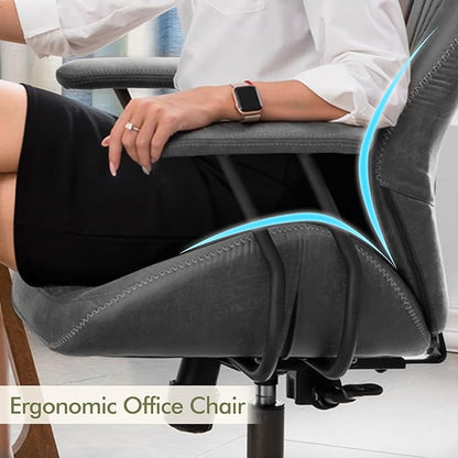 High Back Office Chair,Modern Swivel Office Chair,Black Suede Fabric Gaming Chair,Height Adjustable Home Office Desk Chair with Lumbar Support