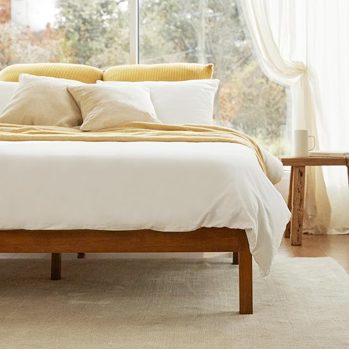 LIFEMENT Classic Wood Platform Bed Frame, Essential, Noise Free, Under Bed Storage, No Box Spring Needed, Easy Assembly (Cherry, King (U.S. Standard))