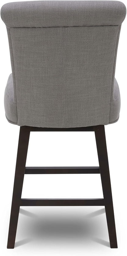 CHITA 26 Inch Counter Height Swivel Bar Stools Set of 3, FSC Certified Modern Fabric Swivel Barstool Chair with Back, Flint Grey