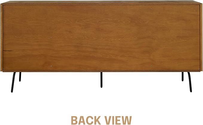 NTC Veil Large Sideboard with 2 Doors and 3 Drawers, Buffet Cabinet with Vertical Groove Design and Metal Legs, Storage Cabinet for Living Room, and Entryway, Effortless Assembly - Rustic Oak