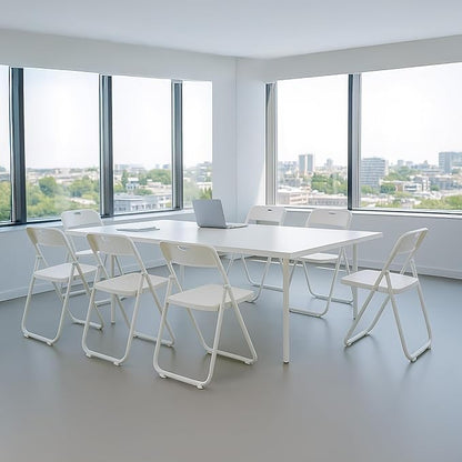 20 Pack White Plastic Folding Chairs, Indoor Outdoor Portable Stackable Commercial Seats with Steel Frame for Home Office Wedding Party Events Kitchen Dining, 350lb Capacity