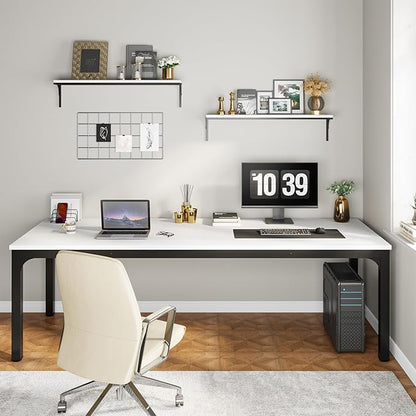 Tribesigns 78.7 Inches Extra Long Computer Desk 2 Person Desk, Double Long Desk, Workstaion for Home Office (White+Black)