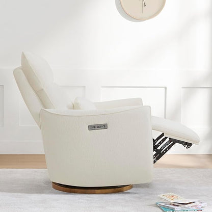 CHITA Swivel Rocker Recliner Chair, Power Nursery Glider Recliner, Nursery Rocking Chair with Adjustable Power Headrest, FSC Certified, Solid Wood Base, Cream
