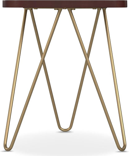 SIMPLIHOME Patrice Modern 18 inch Wide Metal and Wood Accent Side Table in Dark Brown for the Living Room and Bedroom