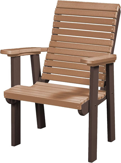 DutchCrafters Modern Horizontal Slat High Back Poly Outdoor Patio Chair (Tudor Brown & Cedar)