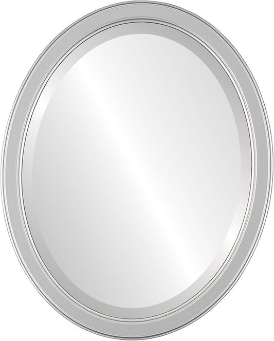 OVALCREST Oval Beveled Wall Mirror for Home Decor - Toronto Style - Silver Spray - 22" x 18"