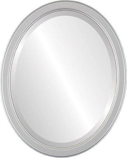 OVALCREST Oval Beveled Wall Mirror for Home Decor - Toronto Style - Silver Spray - 18" x 14"