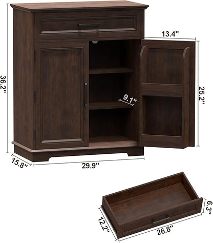 Kitchen Storage Cabinet with Drawer, Buffet Cabinet with Storable Door, Modern Floor Sideboard, for Living Room, Entryway,Cherry