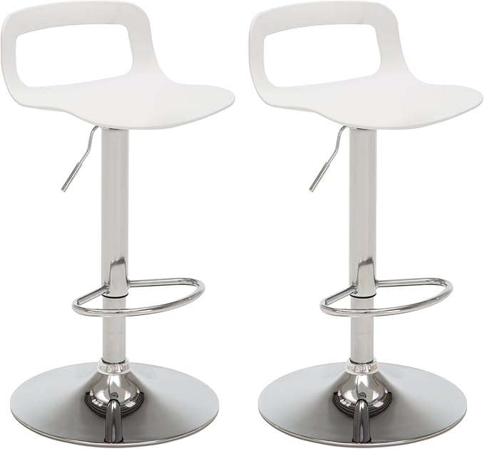 NOBPEINT NOB Contemporary Chrome Air Lift Adjustable Swivel Bar Stool (6 Pieces, White)