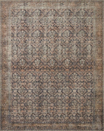 Loloi Amber Lewis Billie Collection, Ink & Salmon 3'-6" x 5'-6" Area Rug – Antique & Distressed Accent Rugs for Living Room, Bedroom, Entryway & Hallway, No Shed High Traffic Area Home Decor Rug