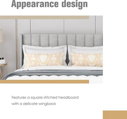 AGARTT Upholstered Platform Bed Frame Full Size with Headboard and Footboard/Wooden Slats Support/No Box Spring Needed/Easy Assembly,Light Grey Linen